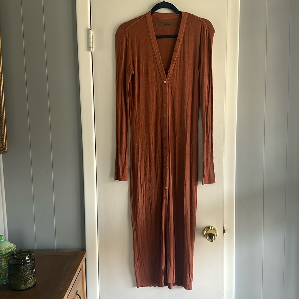 ENZA COSTA Ribbed rust duster - size M - never worn!